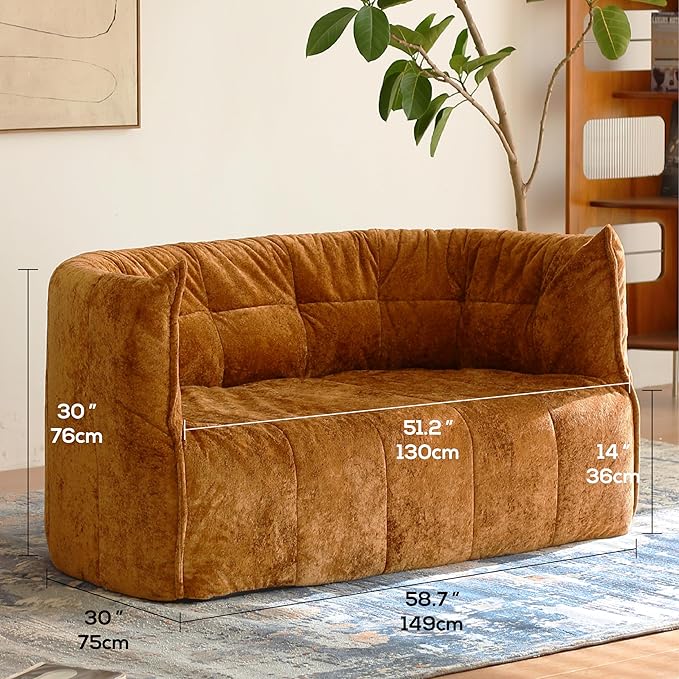 N&ampV Mid Century Brigantin Deep Relaxation Sofa Soft Premium Chenille for Living Room Bedroom and Office (Brown Single)