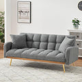 Teddy Futon Sofa Bed69 Modern Small Love Seat Couch for Small SpacesConvertible Tufted Sleeper Sofa Loveseat Couch Bed with Gold Metal Legs for Living RoomBedroomApartment (Teddy Grey)