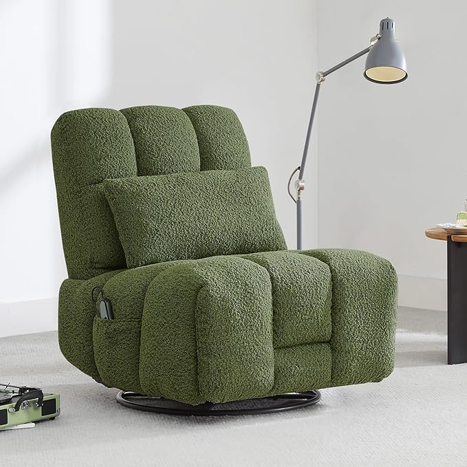 Watson &amp Whitely Oversized Power Recliner Chair for Adults Swivel Rocker Recliner Chair with Lumbar Support Ultra-Comfy Glider Recliner for Living Room Theater Seating Single Sofa Olive