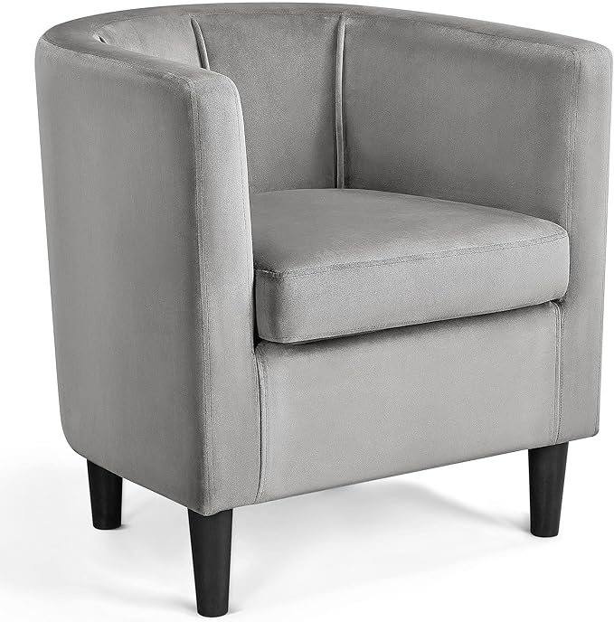 Topeakmart Velvet Club Chair Elegant Style Accent Chair Upholstered Armchair for Living Room Reception Room Bedroom Gray