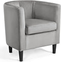 Topeakmart Velvet Club Chair Elegant Style Accent Chair Upholstered Armchair for Living Room Reception Room Bedroom Gray