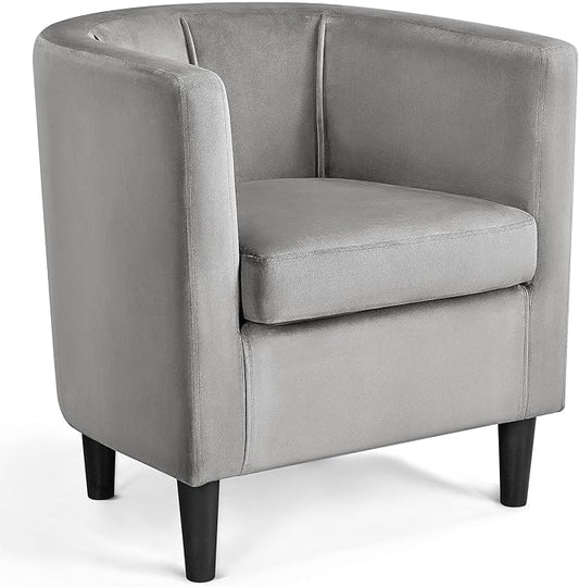 Topeakmart Velvet Club Chair Elegant Style Accent Chair Upholstered Armchair for Living Room Reception Room Bedroom Gray