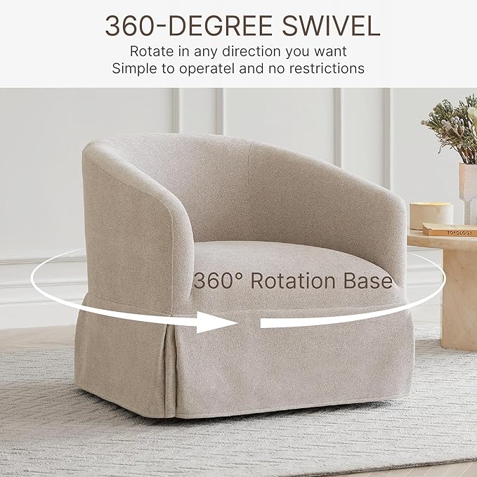 Swivel Accent Chair 360 Degree Performance Fabric Armchair Modern Barrel Chairs Armchair for Living Room Bedroom Home and OfficeTaupe