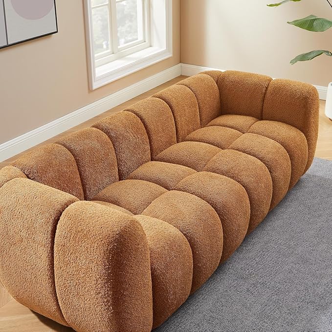 VANOMi 88 Oversized Boucle Sofa Modern Upholstered Tufted Cloud Couch Deep Seat Boucle SofaCozy Modern 3 Seater Couch for Living Room Bedroom Apartment