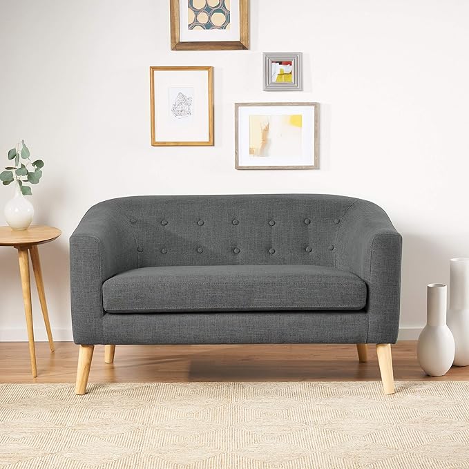 Christopher Knight Home Bridie Mid-Century Modern Loveseat Grey Fabric