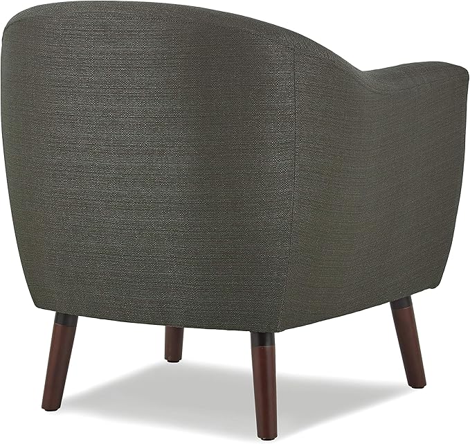 Homelegance Lucille Modern Accent Chair Upholstered Reading Chair with Button-Tufted Back Sloped Arms Removable Seat Cushion Cover and Espresso Wood Legs for Living Room Bedroom or Office Gray