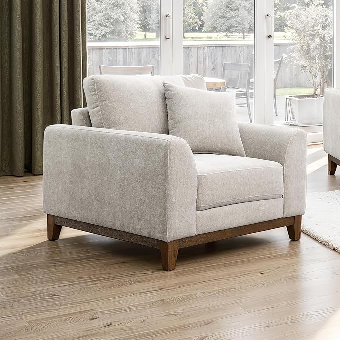 Furniture of America Naria Modern Chenille 40-inch Accent Chair with Soft Track Arm Slightly Tapered Leg for Living Room Light Grey