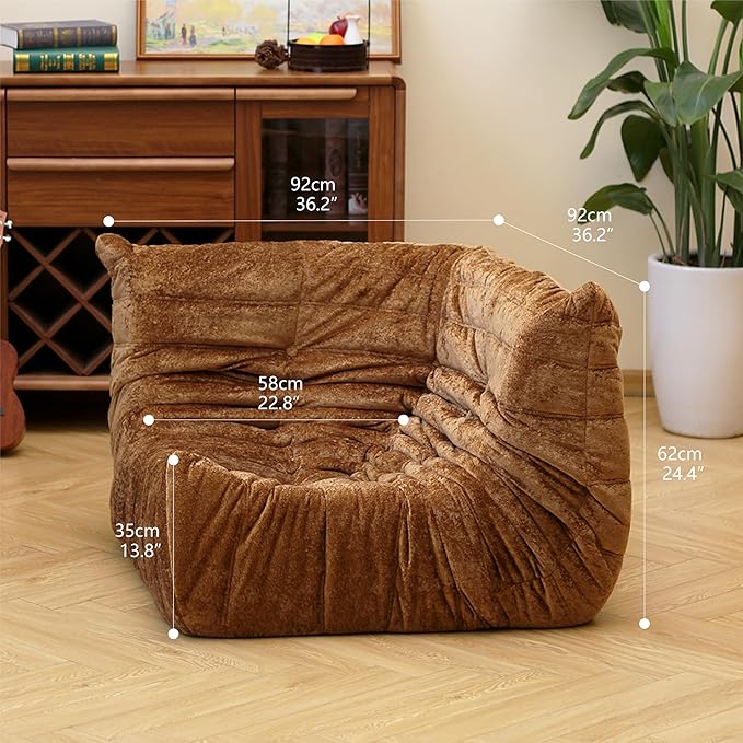 N&ampV Fireside Chair Mid Century Armless Floor Sofa Soft Premium Chenille Floor Lounge Chair Foam Sofa Accent Chair for Living Room Bedroom and Office (Black Corner Chair)