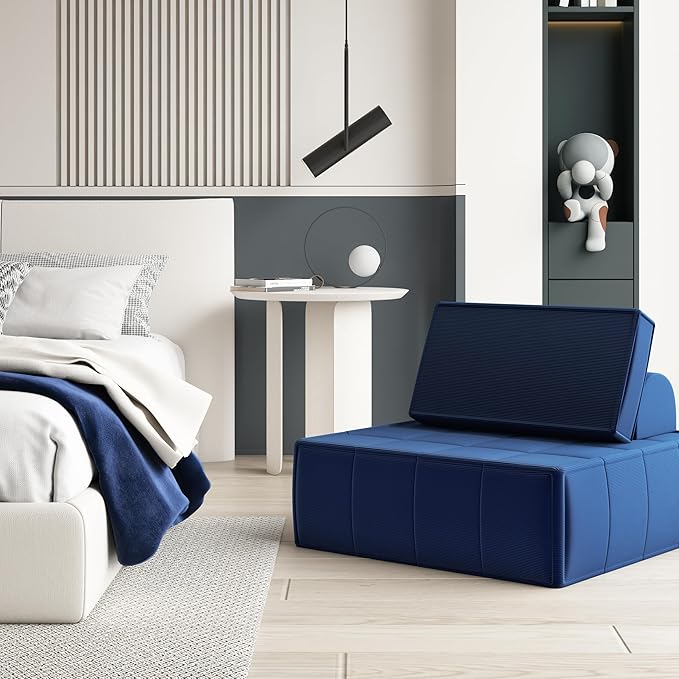 PurrJoys Modular Sectional Loveseat 2-Piece Deep Seat Corduroy Lounge Sofa with Movable Cushions Small Loveseat Couch for Living Room Bedroom Apartment Blue