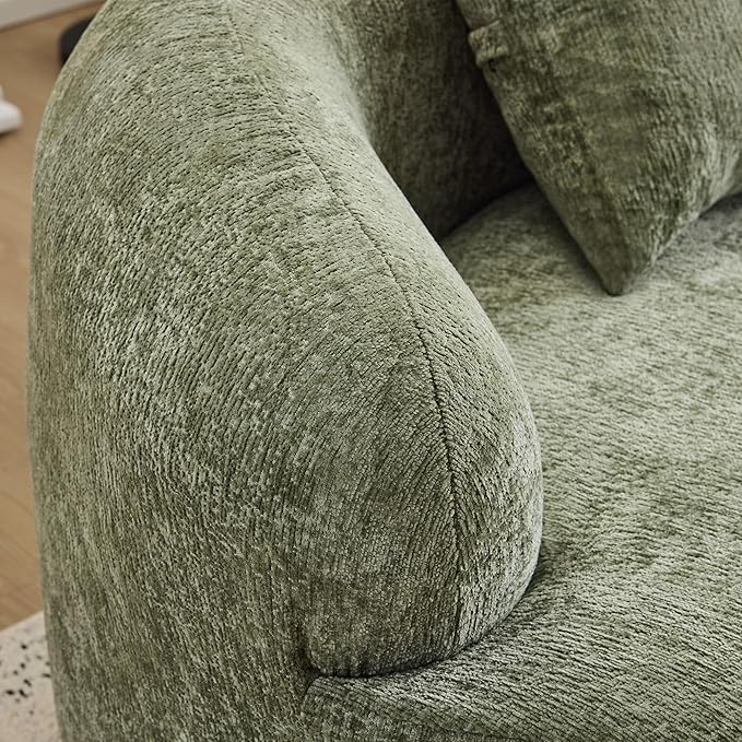 66.93 Curved Loveseat 2 Seater Foam Sofa Soft Chenille Round Couch Cloud Sofa Deep Seat Love Seat with 2 Pillows Modern Boneless Compression No Assembly Comfy Small Couches for Small Spaces (Green)