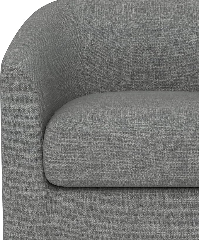 Swivel Accent Upholstered Modern Barrel-Curved Arm Linen Fabric Comfty Sofa Solid Wood Base Reading Bedroom Club Living Room Chair Charcoal Grey