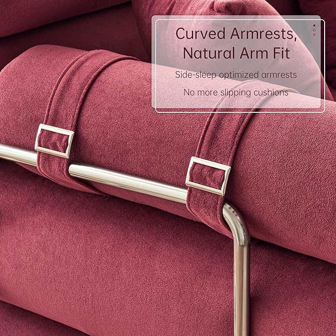 YINIX Convertible Sleeper Sofa - 35'' High-Back Floor Couch Bed - Folding Sofa Bed with Rounded Arm Supports - Floor Sofa Lounge Sofa Bed for Living Room Bedroom - Wine Red