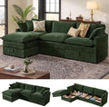 Ihanherry 103 Modular Sectional Sofa with Storage L Shaped Cloud Couch with Movable Ottomans &amp 4 Pillows Chenille Deep Seat Sectional Couches for Living Room Apartment (Green)