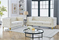 KEIKI Tufted Velvet 3+2 Seat Sofa Couch for Living Room Buttons Tufted Square Arm Couch for Home Apartment Beige