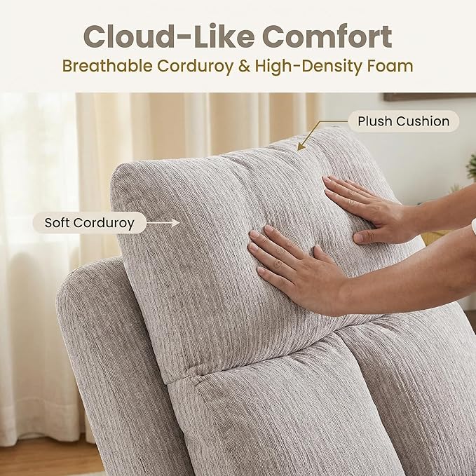 Oversized Rocker Recliner Chair Manual Swivel Rocking Recliners with Adjustable Backrest Footrest for Adults 360° Swivel Lazy Boy Recliner Chairs for Living Room Reading Bedroom Beige