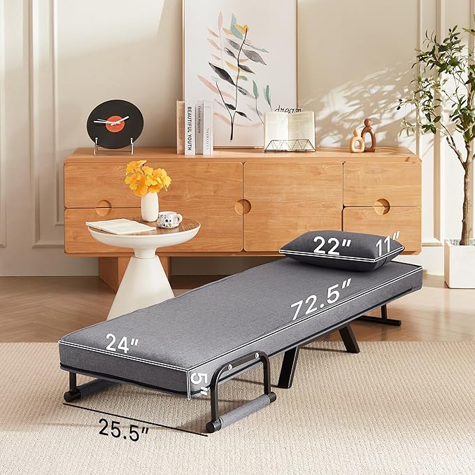 Foldable Chair Bed Comfortable Convertible Sofa Bed 5 in 1 Foldable Bed with 5 Adjustable backrests and Pillows Suitable for Comfortable Cushion Chair in The Office. (Grey+Linen+1Seat)