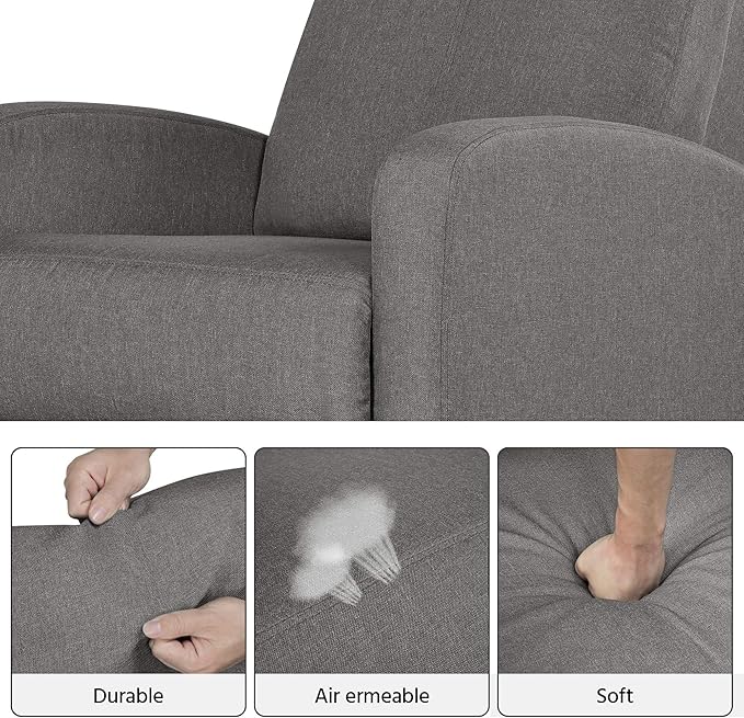 Yaheetech Fabric Recliner Sofa Reclining Upholstered Sofa with Pocket Spring Living Room Bedroom Home Theater Light Grey