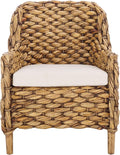 SAFAVIEH Home Collection Purrl Tropical Coastal Brown Wash Solid Wood Hyacinth Accent Chair with Cushion (Fully Assembled)