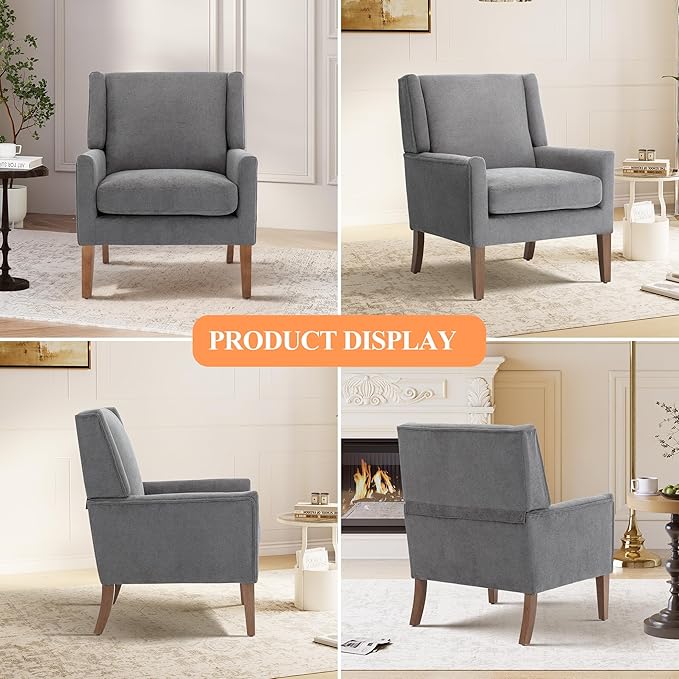 Accent Chairs for Living Room Mid-Century Wooden Fabric Living Room Chairs Arm Chair Side Chairs for Living Room Bedroom Reading Nook