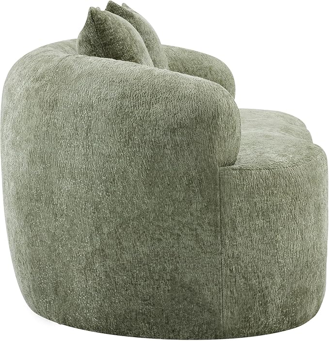 66.93 Curved Loveseat 2 Seater Foam Sofa Soft Chenille Round Couch Cloud Sofa Deep Seat Love Seat with 2 Pillows Modern Boneless Compression No Assembly Comfy Small Couches for Small Spaces (Green)