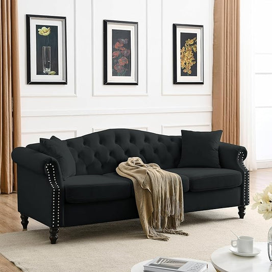 Oversized Velvet Loveseat 79 Inch Sectional CouchLuxury 3 Seater Deep Couch with NailheadUpholstered Sofa for Living Room Bedroom Apartment