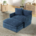 TTK Oversized Chaise Lounge Chair with Ottoman - 39.17 Wide Modern Sleeper Sofa for Living Room Bedroom &amp Office - Deep Seat Sectional Couch with Pillow Comfortable Reading Chair (Blue 39.17)