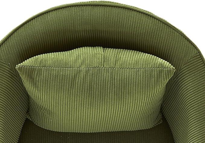 Modern Channel Corduroy Accent Chair with Black Metal Legs Luxurious Design and Comfortable Seating Ideal for Living Room Bedroom or Office Green