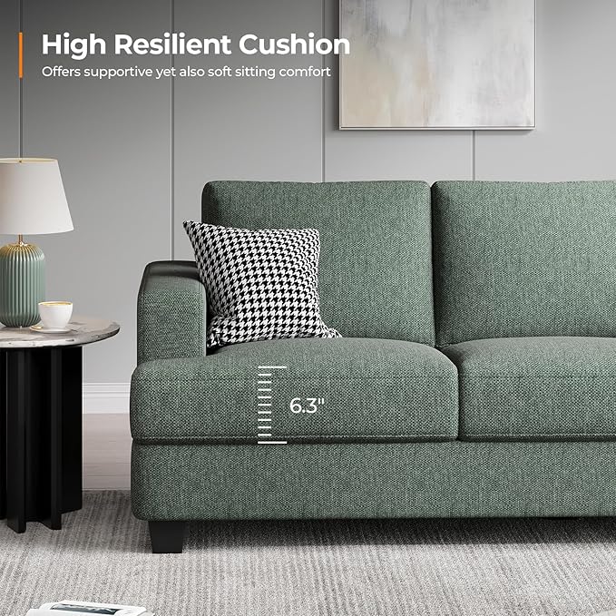 89 Inch Sofa with Extra Deep Seats Oversize 3 Seater Sofa for Living RoomModern Couch and Sofa Comfy Armrests and Seats and Backrests Easy Installation Light Green