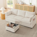 79 Small Couches with Storage Ottoman 3 Seat L Shaped Couch Sectional Sofa with Chaise Lounge for ApartmentDormBonus RoomCompact Spaces. (Beige 3+OTT)