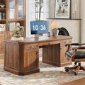 59 Classic Executive Desk with Storage Victorian Executive Desk with Charging Station Keyboard Tray 3 Drawers &amp 2 Cabinet Storage &amp 2 Pedestals Easy Assembly Dark Walnut