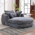 Oversized Chaise Lounge Indoor Deep Seat Boneless Sofa Bed with Throw Pillows Plush Chenille Fabric No Assembly Required Comfy Sleeper Sofa for Living Room Bedroom (Grey with Pocket)