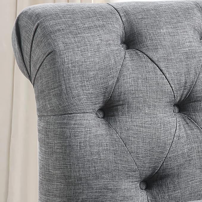 Rosevera Larkin Upholstered Tufted Fine Polyester Chair Loveseat Sofa Bench with Armless Design Easy Assembly for Living Room Bedroom Grey