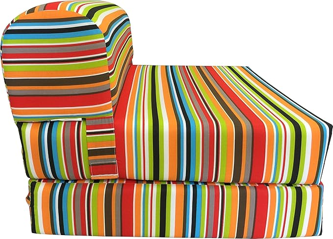 D&ampD Futon Furniture Sleeper Chair Folding Foam Beds Portable Studio Guest Sofa Bed 6 x 32 x 70 Multi Striped Colors