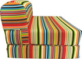 D&ampD Futon Furniture Sleeper Chair Folding Foam Beds Portable Studio Guest Sofa Bed 6 x 32 x 70 Multi Striped Colors