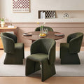 Modern Barrel Kitchen Chairs Set of 4 Upholstered Accent Chair Living Room Chair for Kitchen Waiting Room Bedroom Office Dining Room Green Teddy Velvet