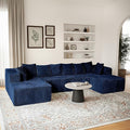 Cloud U-Shaped Sectional Couch130 Modular Boneless Couch for Living RoomModern 4 Seat Corduroy Sofa with ChaiseDeep SeatNo Assembly Required (Blue)