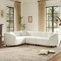 Merax 104 L-Shaped Curved Sofa Comfy Upholstered Sectional Couch with Extra Deep Seats Boucle Sofa for Living Room Apartment Office Beige