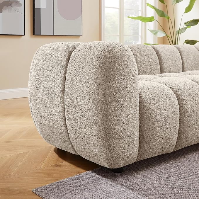 VANOMi 88 Oversized Boucle Sofa Modern Upholstered Tufted Cloud Couch Deep Seat Boucle SofaCozy Modern 3 Seater Couch for Living Room Bedroom Apartment