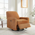 VANOMi Power Swivel Glider Recliner Chair Electric Nursery Rocker Recliner Chair USB &amp Type-C Charger Boucle Curry
