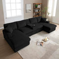 U-Shaped Sectional Cloud Sofa with Storage Console and Cupholders 126-Inch U-Shaped Symmetrical Corduroy Sectional Couch W/2 Chaise LoungesUSB-C Ports &amp 2 Pillows
