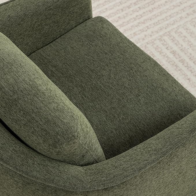 MINCETA Oversized Accent Chair for Living Room 360° Swivel Barrel Chair with High Density Foam Modern Glider Chair with Fabric Upholstered Armchair for Apartment Bedroom Green