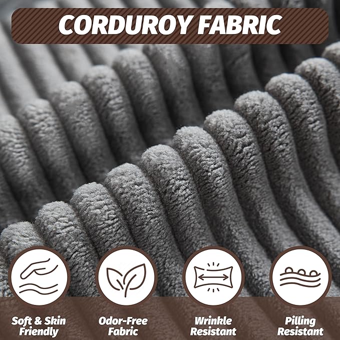 125 Inch Oversized Corduroy Cloud Couch U Shaped Modular Sectional Sofa 7 Seat Convertible Modular Sleeper Sofa Couch with Storage Sectional Couches for Living Room Grey