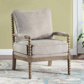 DUHOME Linen Fabric Spindle Accent Chair with Wood FrameModern Accent Chairs with Padded Spring Seat and Brushed White Base for Living Room Bedroom Farmhouse Home Office Belcony