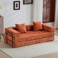 Convertible Couch Sofa Bed Foldable Floor Sleeper | Modern Fold Out Couch | Removable Backrest &amp Armrests | No Assembly Compression Sofa Sleeper for Living Room Bedroom | Orange Chenille