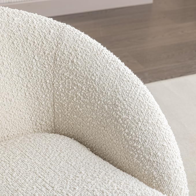 360°Swive Decorative ChairModern Comfortable Barrel Chair Reading Chairs for Living RoomBedroomDressing RoomCream White Teddy