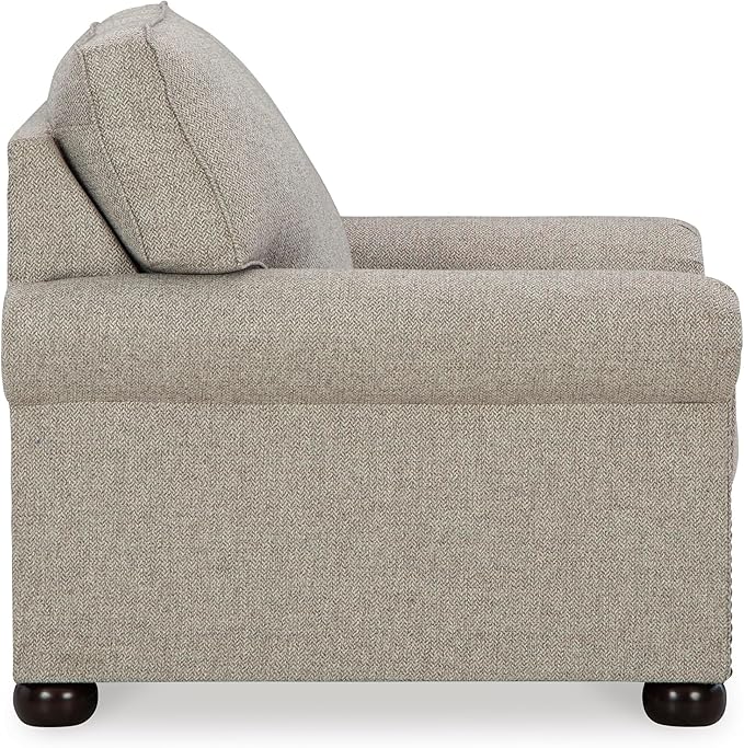 Signature Design by Ashley Gaelon Transitional Upholstered Chair with Nailheads Light Gray