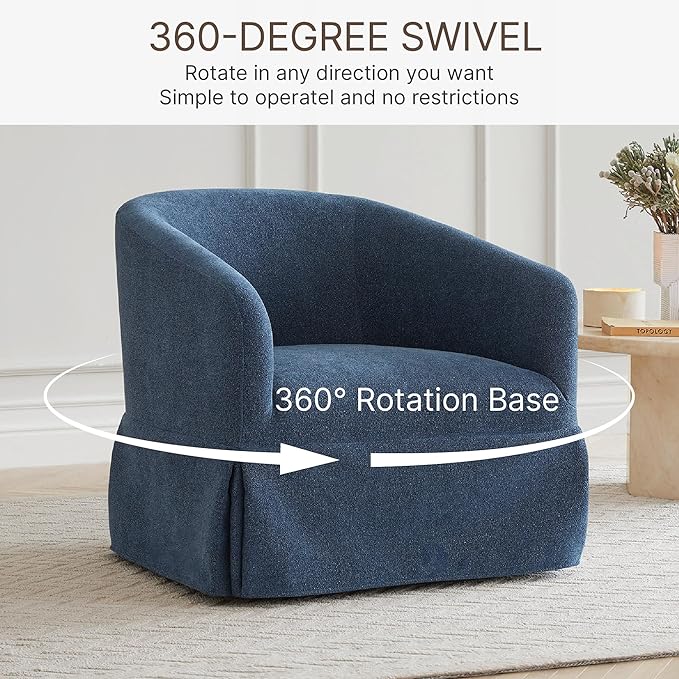 Swivel Accent Chair Set of 2 360 Degree Performance Fabric Armchair Modern Barrel Chairs Armchair for Living Room Bedroom Home and OfficeBlue