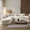 kevinplus 122'' Sectional Curved Sofa Sponge Couch with Chaise Lounge for Living Room L-Shape Corner Modern Sectional Sofa Couch No Wood Structure &amp No Assembly 72 Hour Rebound Beige