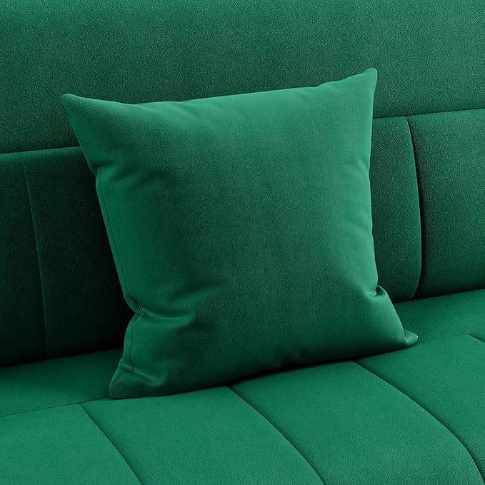 Yaheetech 56.5 W Modern Sofa Small Sofa Luxurious Velvet Fabric Couch with Gold-Tone Metal Arms and Legs for Living Room Home Office Studio Green