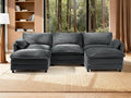 115'' Modular Sectional Sofa Comfy Cloud Couch with Movable Ottoman Deep Seat Corduroy U Shaped Modular Sofa Sectional Couches for Living Room Bedroom and Apartment Dark Grey